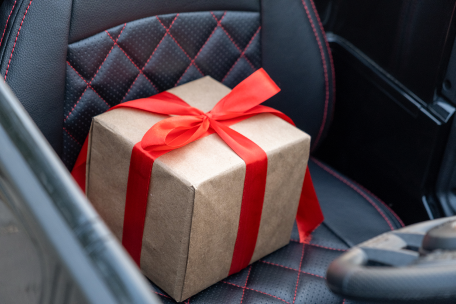 Toyota car with gift in the seat