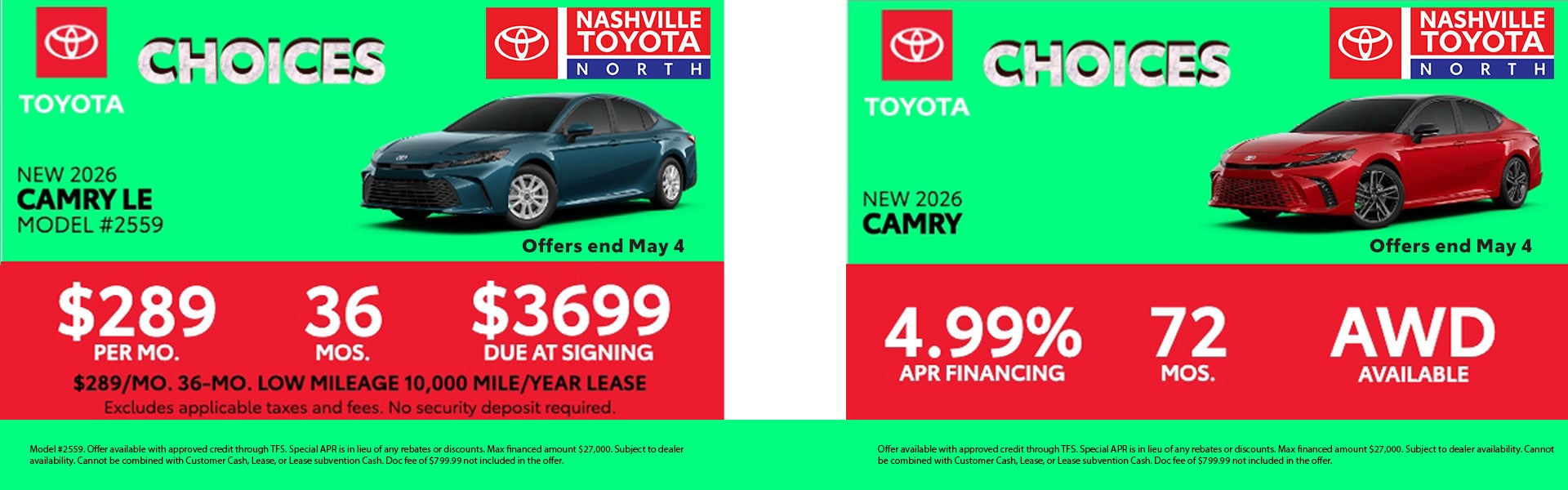 Nashville Toyota North April Offer