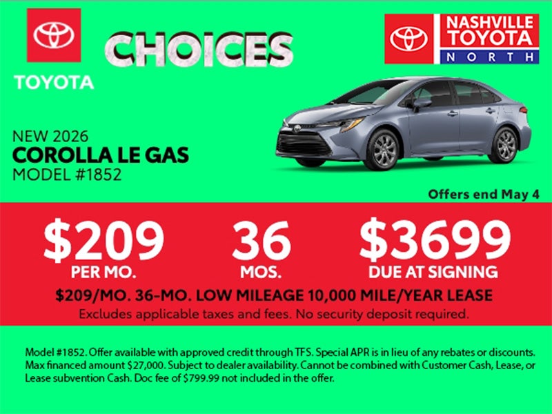 Nashville Toyota North April Offer