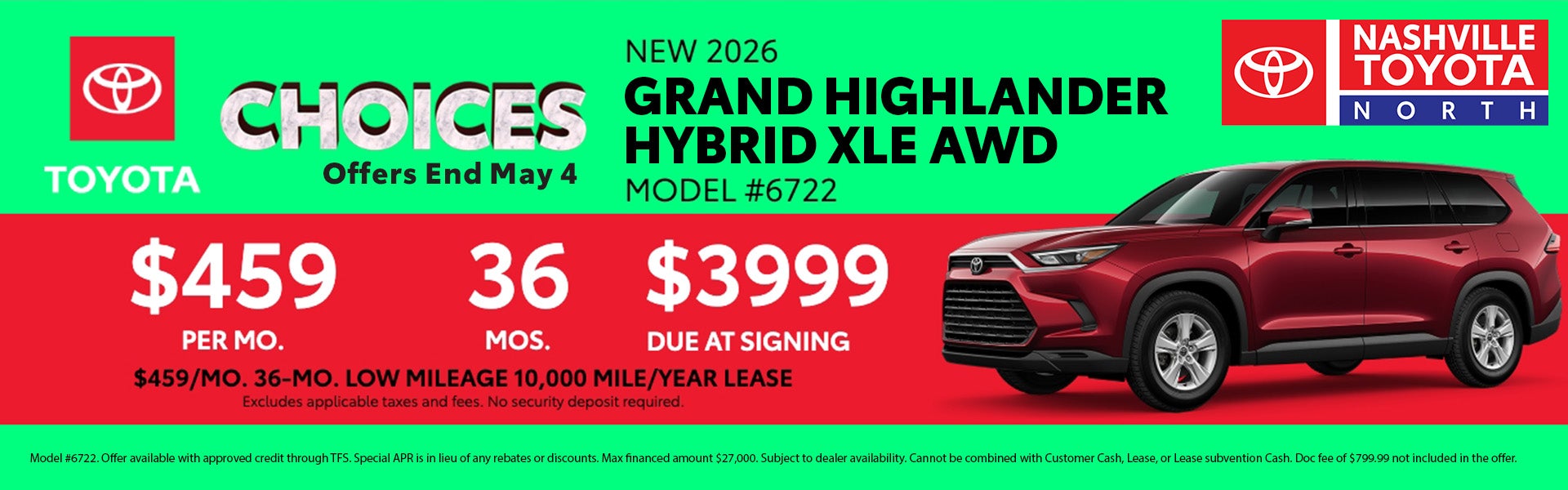 Nashville Toyota North April Offer