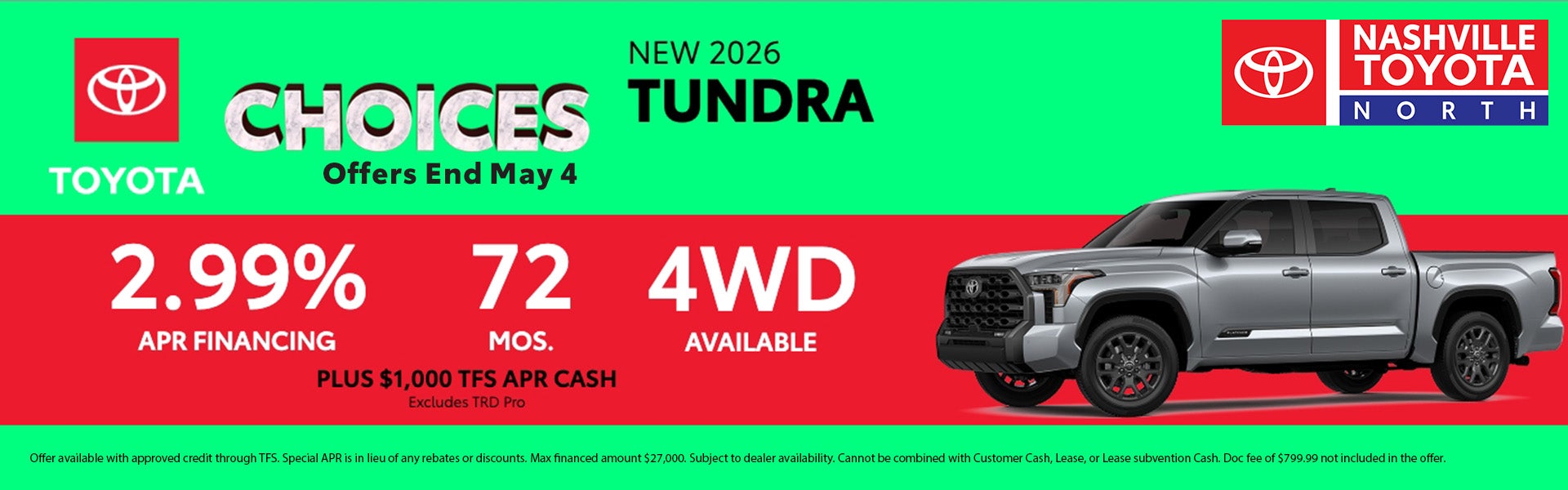 Nashville Toyota North April Offer