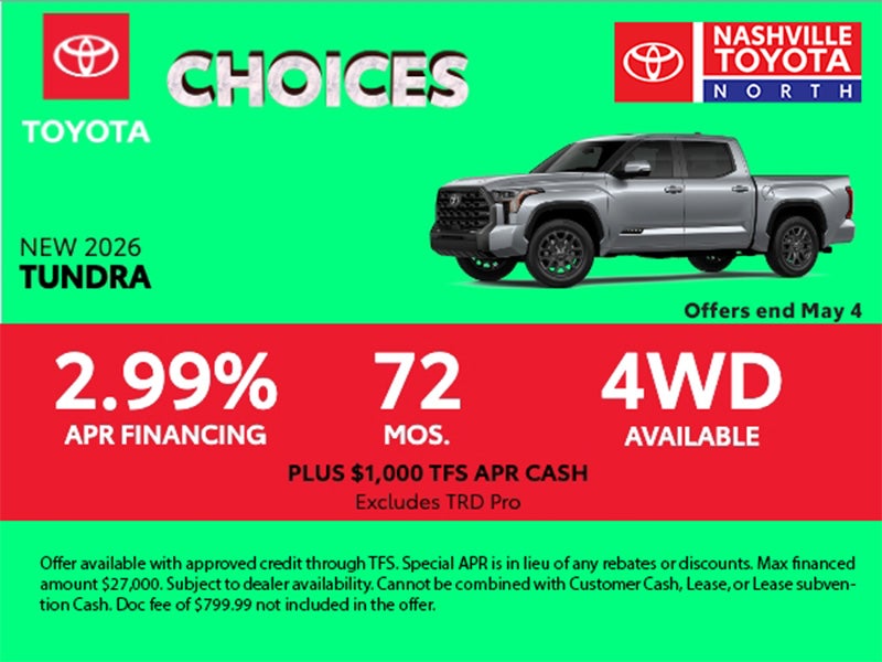 Nashville Toyota North April Offer