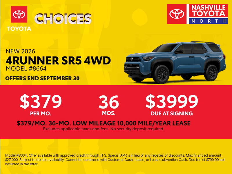 Nashville Toyota North September Offers