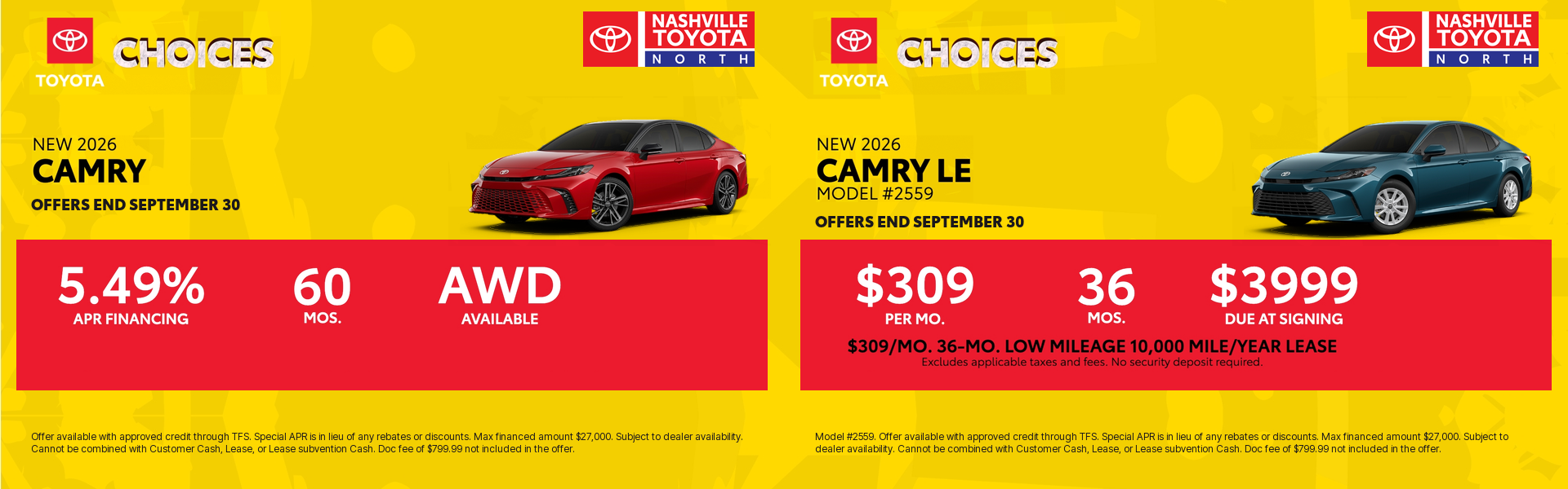 Nashville Toyota North September Offers