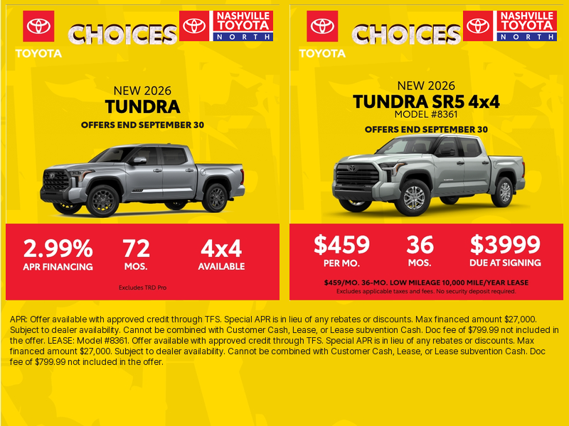 Nashville Toyota North September Offers
