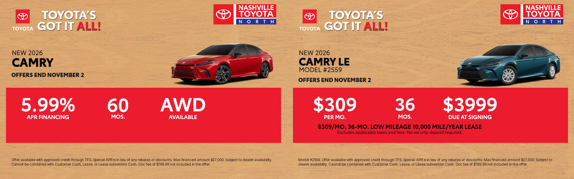 Nashville Toyota North October Offers