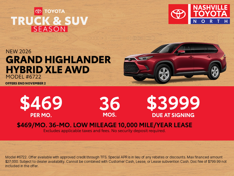 Nashville Toyota North October Offers