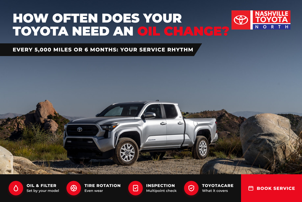 Toyota oil change and maintenance schedule graphic from Nashville Toyota North service center